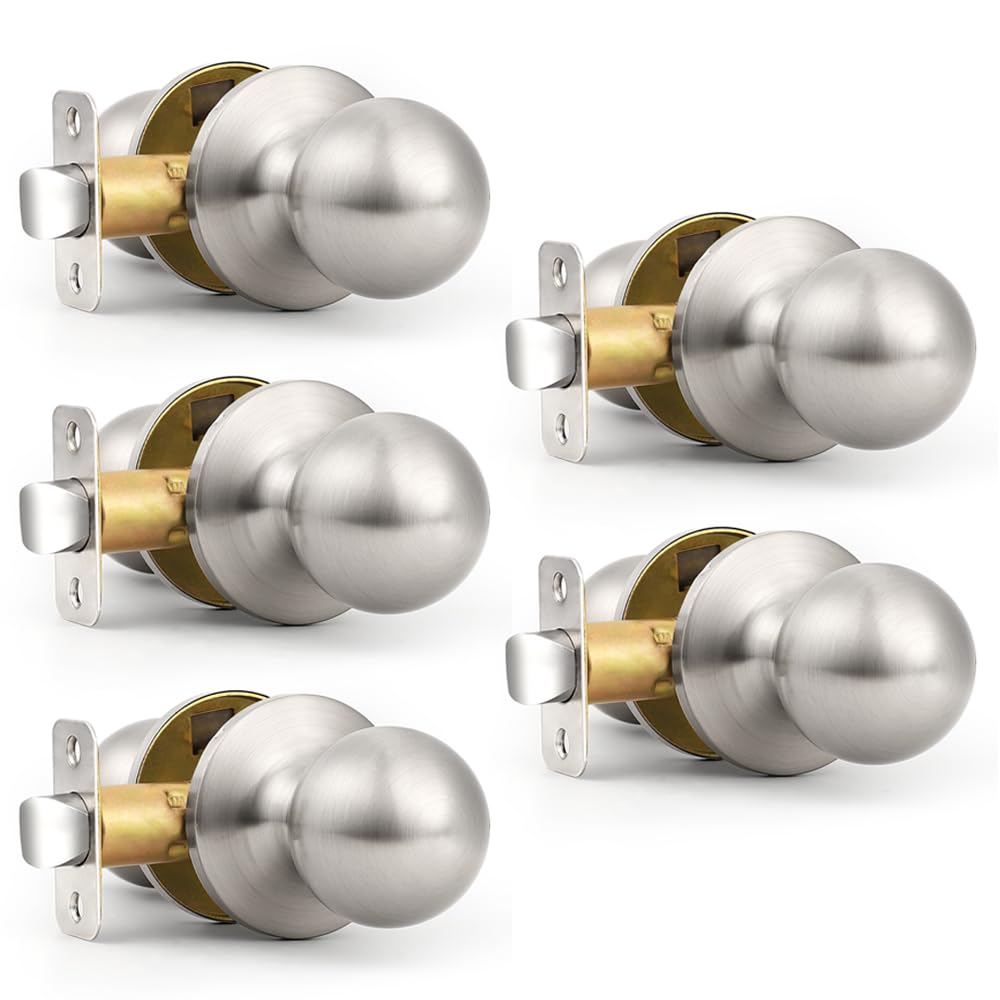 Probrico Brushed Nickel Privacy Door Knobs - 5 Pack -25
