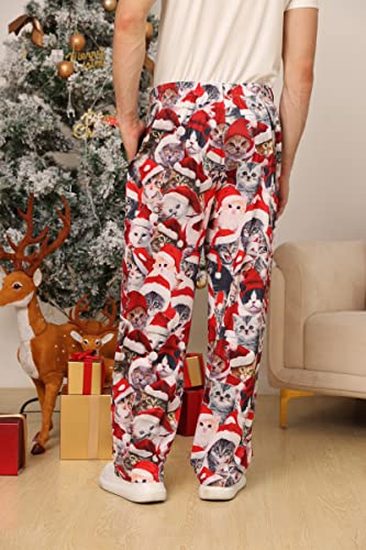 Mens Pajama For Parties Holiday Festive Pj Pants Bright Color Cute Multi Sleepwear Novelty Cats Xmas Designer Graphic Lounge Sleep Pants For Male #TOP3