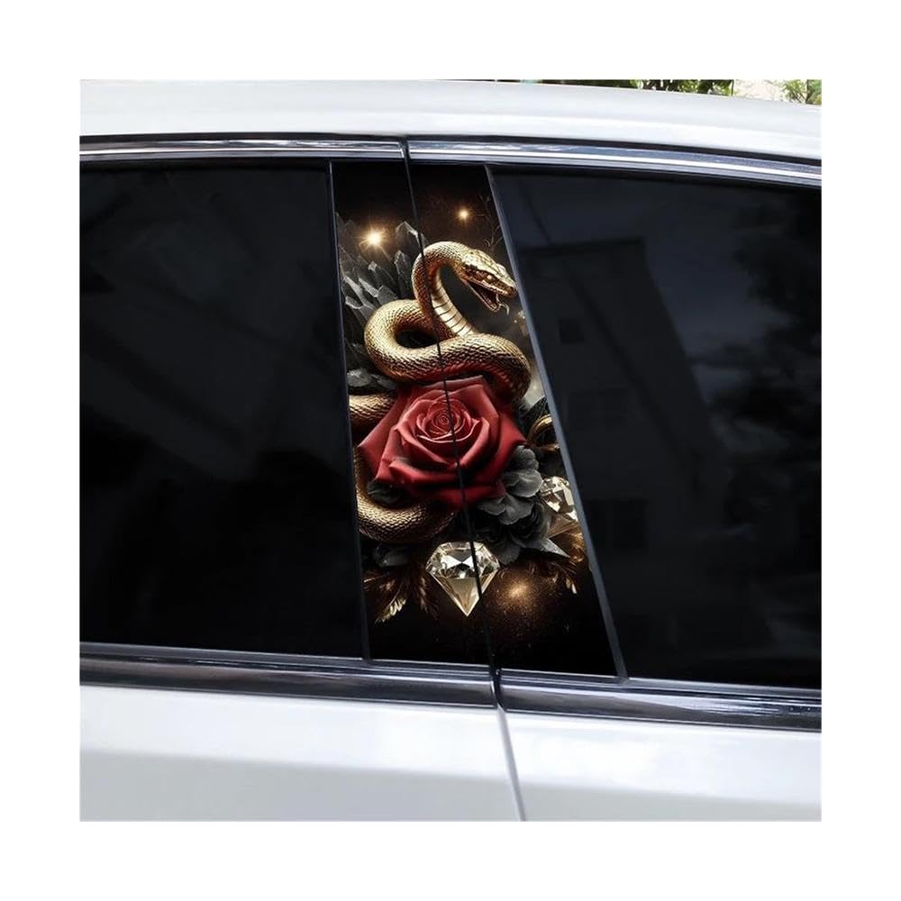 Decorative Items 2pcs Flame Rose Car B-Pillar Waterproof Decal(Type A)