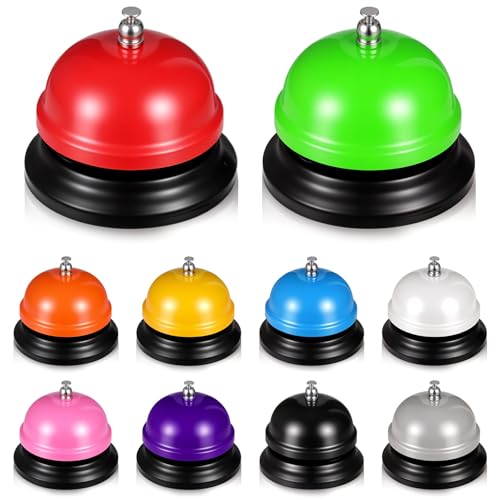 10 Pcs Call Bell, 3 Inch Desk Bell, Metal Multi-Color
