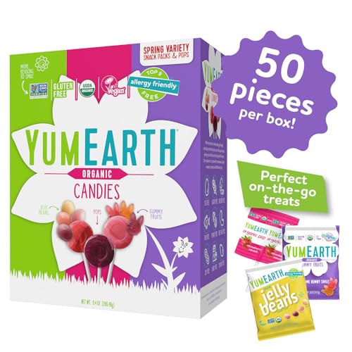 YumEarth Organic Easter Candy Variety Box, 9.4 Ounce - Organic Gummy Fruits, Jelly Beans & Pops - Spring Fruit Flavors - Allergy Friendly, Gluten Free, Non-GMO, Vegan, No Artificial Dyes