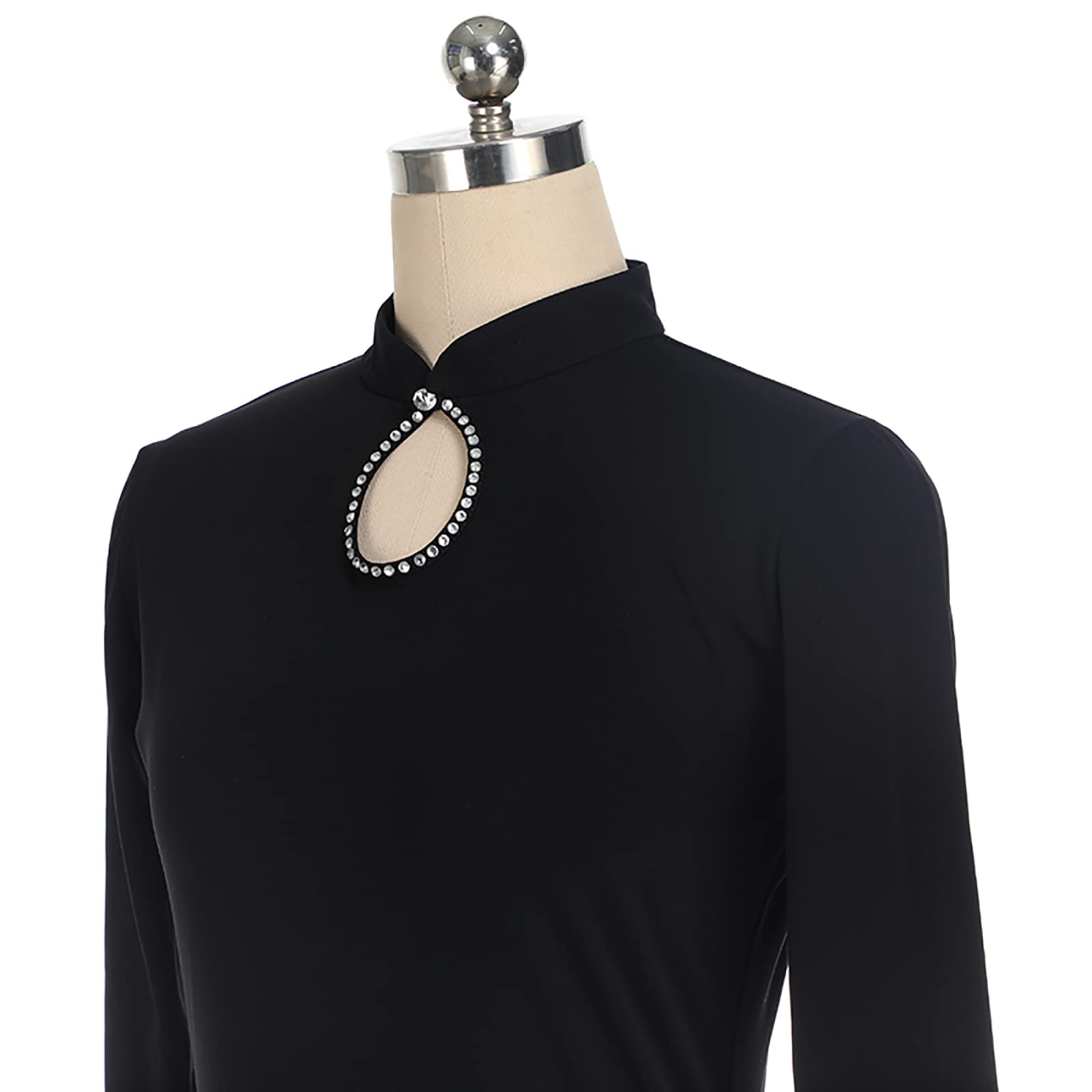 Niñas Mujeres Vestido de Patinaje sobre Hielo Manga Larga Estilo Chino Leotardo Falda Ballet Gimnasia(Size:M/150,Color:Negro)