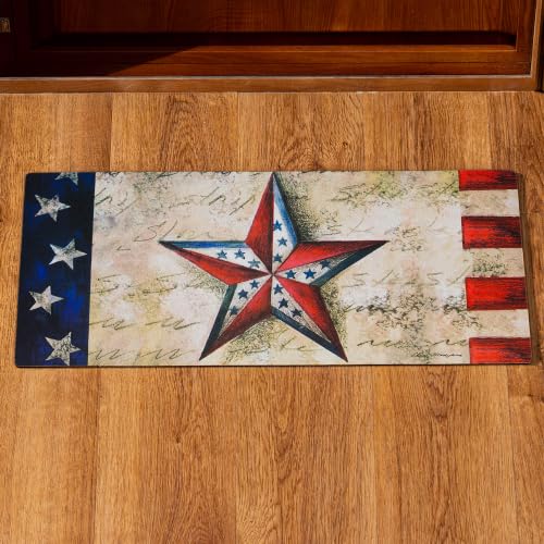 Evergreen Flag Sassafras Stars on Star Interchangeable Entrance Doormat | Indoor and Outdoor | 22-inches x 10-inches | Non-Slip Backing | All-Season | Low Profile | Home Decor