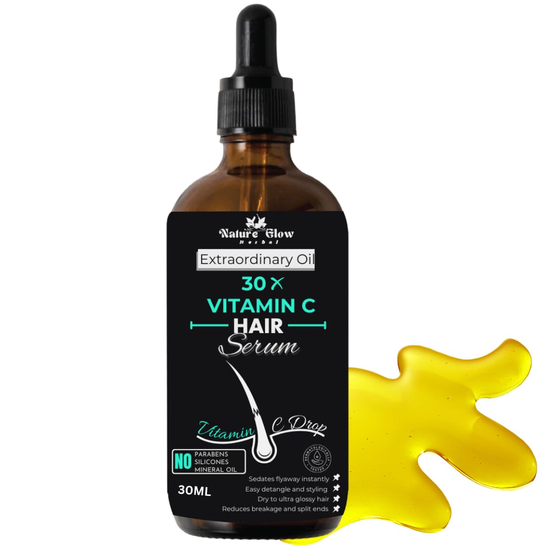 Nature Glow Herbal 30X Vitamin C Drop Hair Serum - Nutritious Recipe for Shiny Hair, Frizz Management, and Scalp Vitality - Enhance Natural Beauty 30ml-picture-49