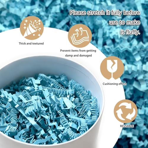 Image of 1 /2LB Deep Blue Crinkle Cut Paper Shred Filler Great for Gift Wrapping, Deep Blue Basket Fillers, Birthday, Gift Wrapping, Anniversary, Halloween Thanksgiving Christmas Party Decor Filling Supplies