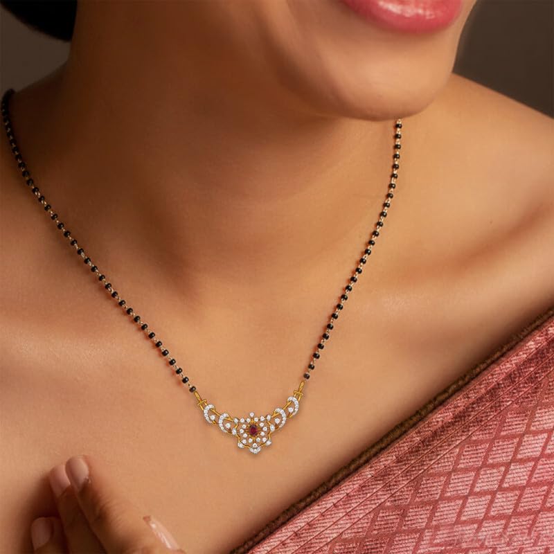 Image of KISNA JEWELS 14KT|18KT BIS Hallmark Pure Gold and Diamond Mangalsutra For Women