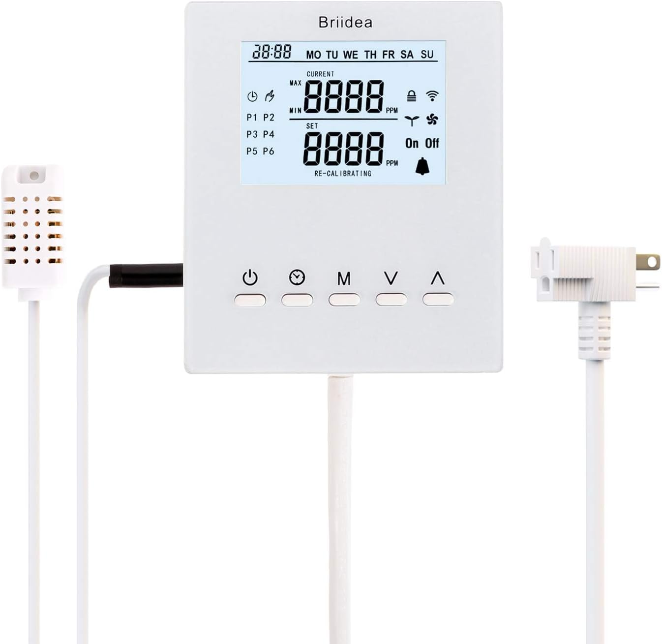 Briidea CO2 Controller and Monitor with remote sensor and power plug