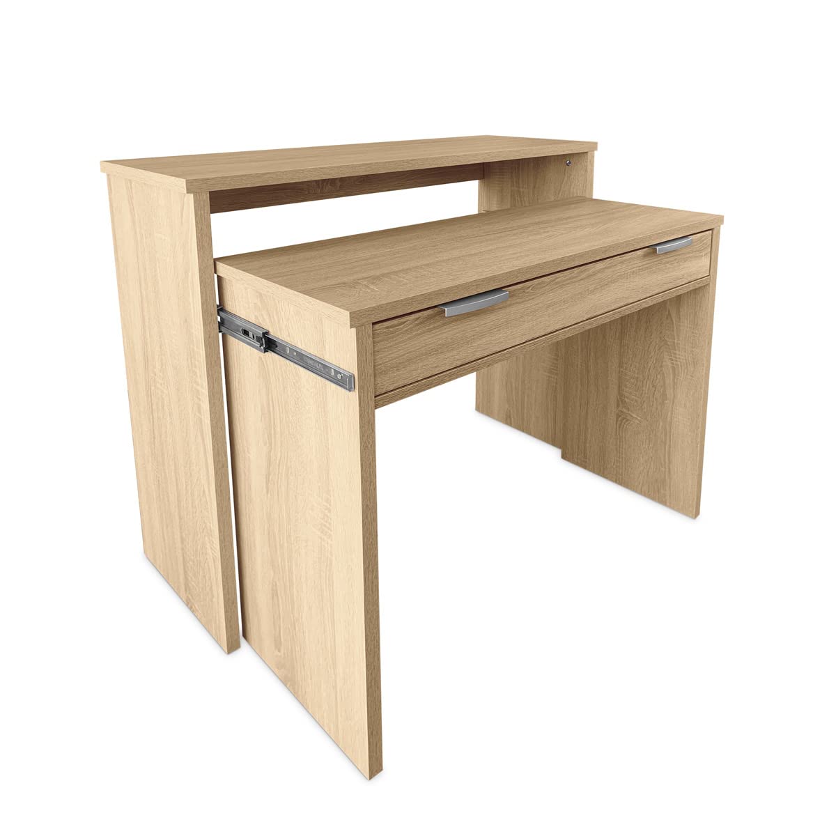 Duérmete Online Cambria, Mesa de Escritorio Totalmente Extensible, Mesas para Ordenador, Color, Práctica y Funcional, Madera, 90 x 33/64 x 73/86,5 cm