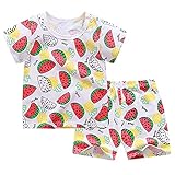 Mufeng Baby Jungen Kleidung Set Sommer Kurzarm T-Shirt Tank Top+ Kurze Hosen/Shorts Sommer Outfits Baumwolle Babykleidung Gr. 80-116 Wassermelone 92-98