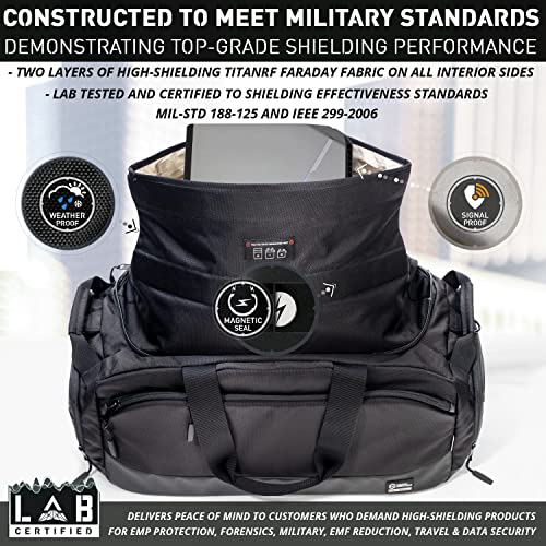 Mission Darkness Disconnect Faraday Duffel Bag + 4 Detachable Faraday Pockets // Military-Grade RF Shielding for Large Electronics & Mobile Devices // Travel Protection Signal Isolation Data Privacy