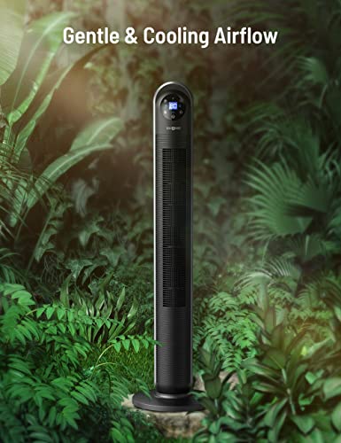 Paris Rhône Oscillating Tower Fan: 12 Speeds, 24H Timer, Remote Control, Quiet Bladeless Design for Home and Office