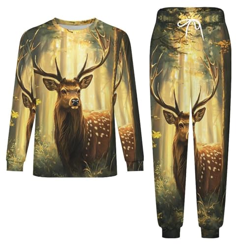 Deer Forests Mens Pajamas Set Long Sleeve Sleepwear Pjs Set Shirts And Bottoms Sleep Sets Loungwear4