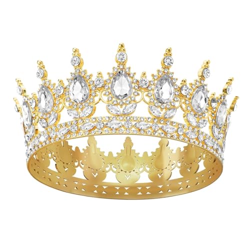 Vintage Tiara Crown, coroa de rainha com diamantes de imitação, tiara redonda coroa, para casamento, carnaval, casamento, graduação, festa, acessórios para o cabelo