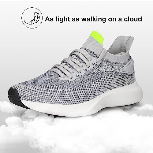 Image of Abboos Womens Walking Tennis Shoes - Slip On Memory Foam Casual Lightweight Sneakers for Gym Travel Work Grey Size 8.5