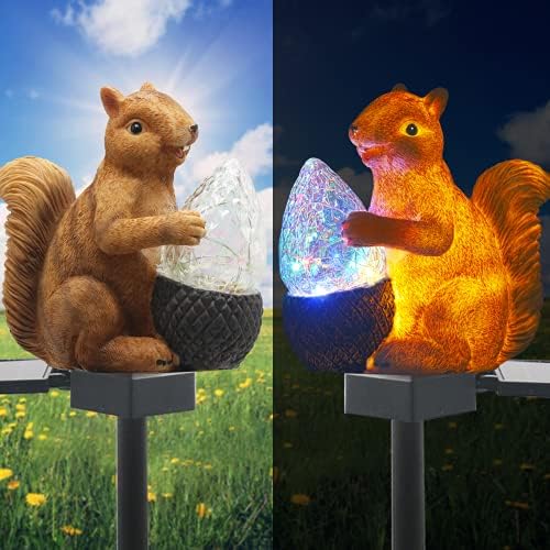 VGYVGYCC Upgraded Solar Garden Lights Outdoor Decor, Solar Squirrel Stake Lights Colorful LED, IP65 Waterproof Squirrel Decorative Lights, for Yard Patio Garden Lawn Decoration