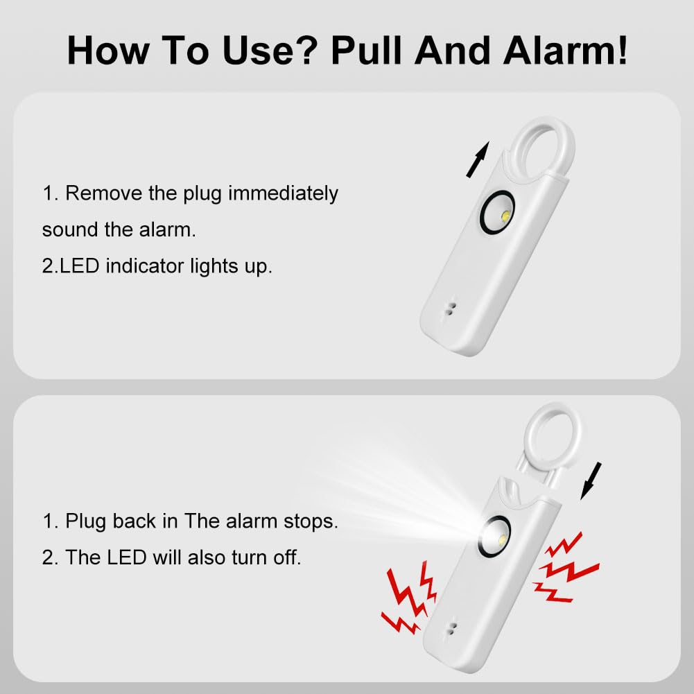 Flintronic Allarme di sicurezza personale per donne, allarme di sicurezza personale da 135DB con luce stroboscopica a LED, allarme di emergenza per autodifesa per donne, ragazze, bambini e anziani