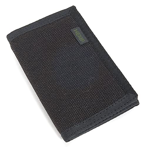 Hemp Eight Compartment Tri-fold Wallet – Black – One Size