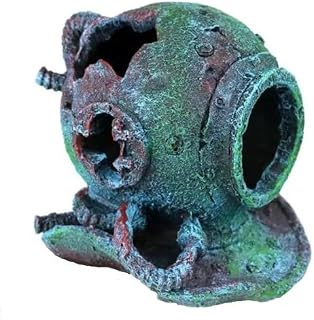 Aquarium Shipwreck Submarine Hiding Cave, 6" Rustic Resin Underwater Ruins Decoration for Betta Shrimp, Sunken Ship Centerpiece for Freshwater/Saltwater Tanks