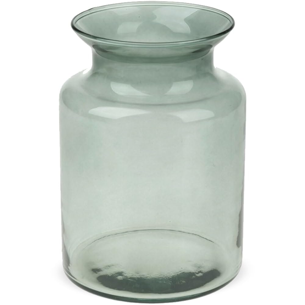 matches21 Elegant Modern Flower Vase Living Room Decoration Large Glass Green Vase Diameter 14 x 20 cm Round Glass Vase for Standing Table Decoration