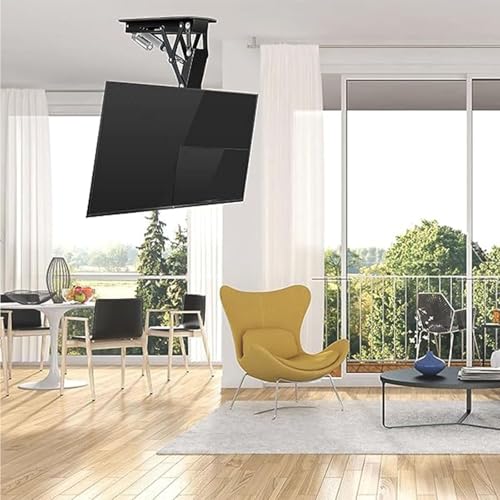 Soporte de pared para TV, motorizado, soporte de techo ajustable, elevador eléctrico telescópico con elevación automática, abatible de 0 a 85°, se adapta a televisores de 32 a 70 pulgadas, montaje en