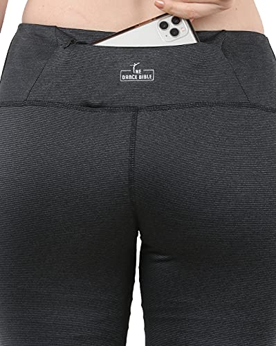 Image of The Dance Bible Women High Waist Solid Charcoal Grey Mesh Net Design Gym Leggings Tights with Back Zip Pocket (Small, Waist: 27-28 inches)