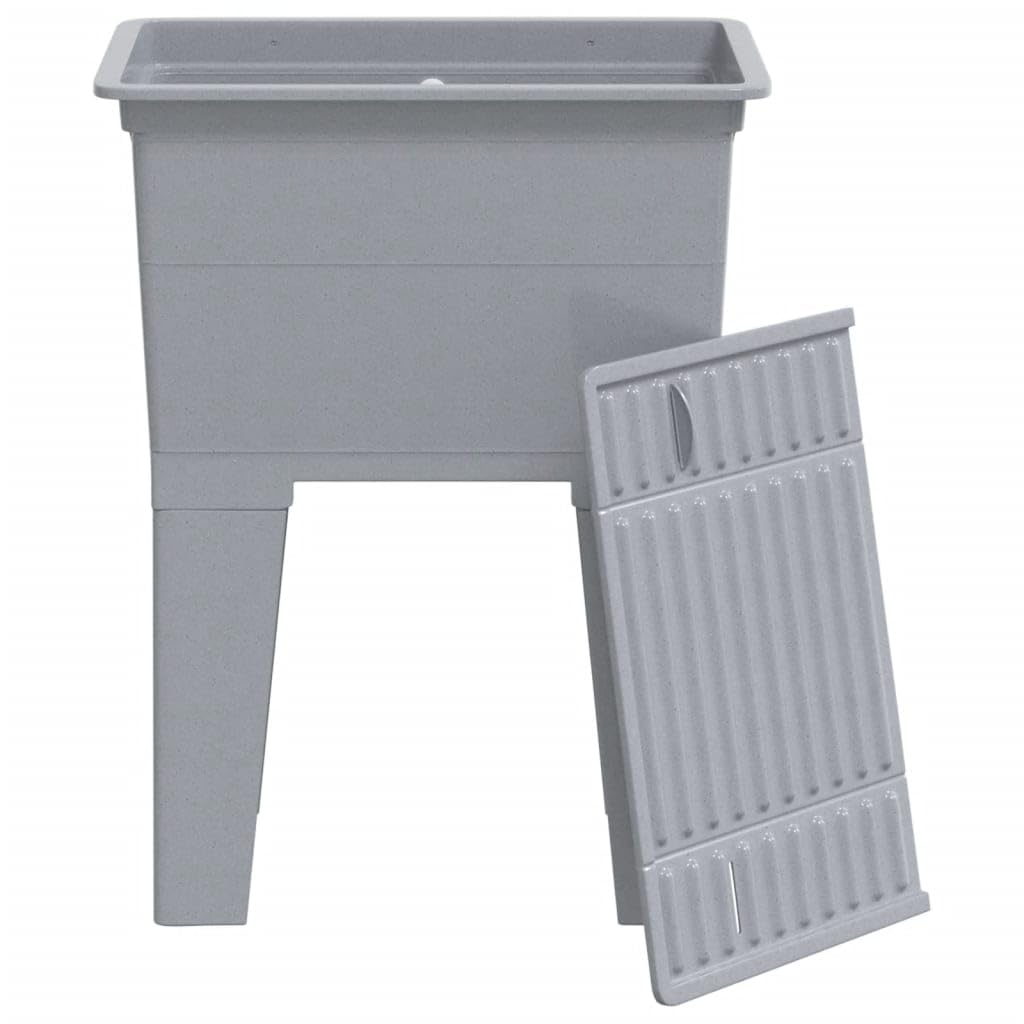 vidaXL Bac à Linge Gris 59x41x75 cm Résine, Évier Utilitaire Autoportant