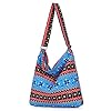 Covelin Women's Retro Large Size Canvas Shoulder Bag Hobo Crossbody Handbag Casual Tote Multicoloured-5
