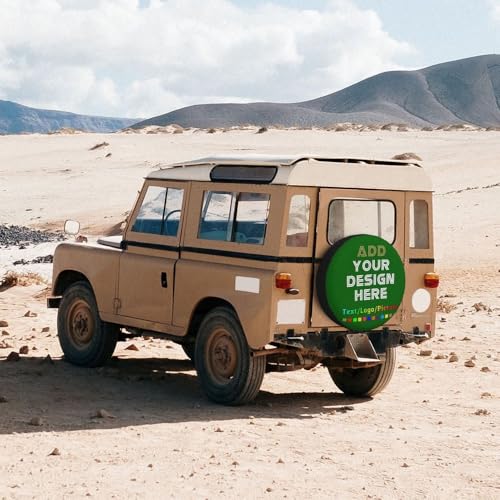 Image of Custom Spare Tire Cover Personalized Tire Covers Add Your Own Design Logo Picture Customize Wheel Cover Universal Size 14-17 in Fit for Jeep Trailer Camper RV Wheel Covers, DarkGreen