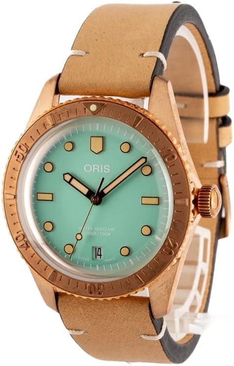 Oris Divers Sixty-Five Bronze Green Dial on Leather Strap - Model Number: 01 733 7771 3157-07 5 19 04BR