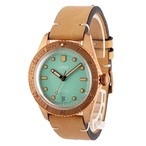 Oris Divers Sixty-Five Bronze Green Dial on Leather Strap - Model Number: 01 733 7771 3157-07 5 19 04BR