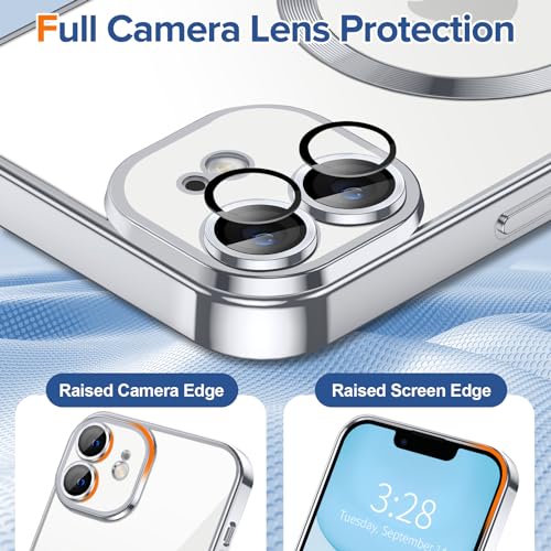 Hython Magnetic Clear for iPhone 11 Case with Camera Lens Protector [Compatible with MagSafe] Luxury Plating Edge Slim Soft TPU Cover Protective Phone Case for iPhone 11 6.1", Silver by Hython - Used condition - Image 4