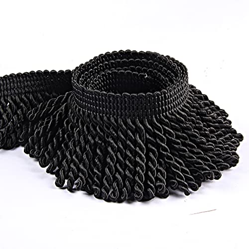 Hedonghexi Curtain Fringes Bullion Fringe Trim 5/10 Yard X 2.5 Inches Fabric Trims Sewing Diy Decoration For Curtain Sofa Clothes (Black, 5Yard) #TOP2