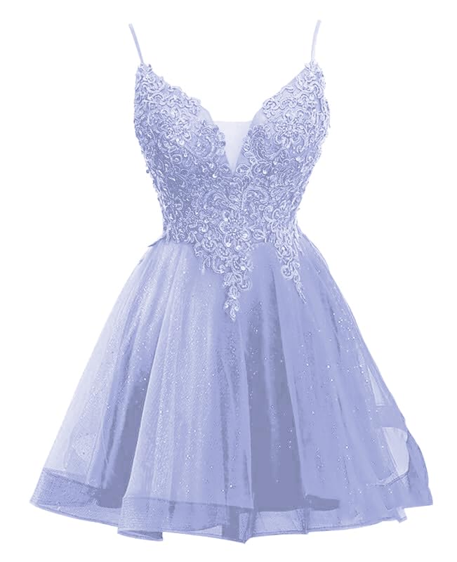 Sparkly Tulle Homecoming Dresses 2025 Lace Applique Spaghetti Straps Short Prom Dress for Teens Quinceanera DAMA Dress
