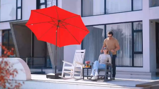 Patio Kingdom 9FT Solar Umbrella 32 LED Lighted Patio Umbrella Table Market Umbrella w/Tilt and Crank, UV-Resistant Outdoor Umbrella for Pool, Garden, Deck, Light Gray : Patio, Lawn & Garden