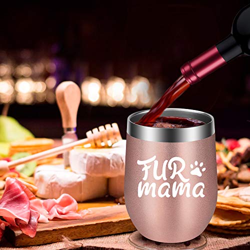 Dog Mom Gifts, Cat Mom Gifts - Fur Mama - Mothers Day Gifts for Pet Lovers Women - Funny Dog, Cat Gif   ts for Cat Lovers, Dog Lovers - Birthday Wine Gifts for Mom, Wife, Aunt, Friend - GSPY Wine Tumbler