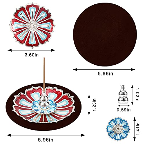 Dk177 Brass Incense Sticks Holder Lotus Inscent Burner Disc For Resin Granular Powder Cone Coil Ash Catcher Cinnamon Organic Citronella (Red) #TOP1