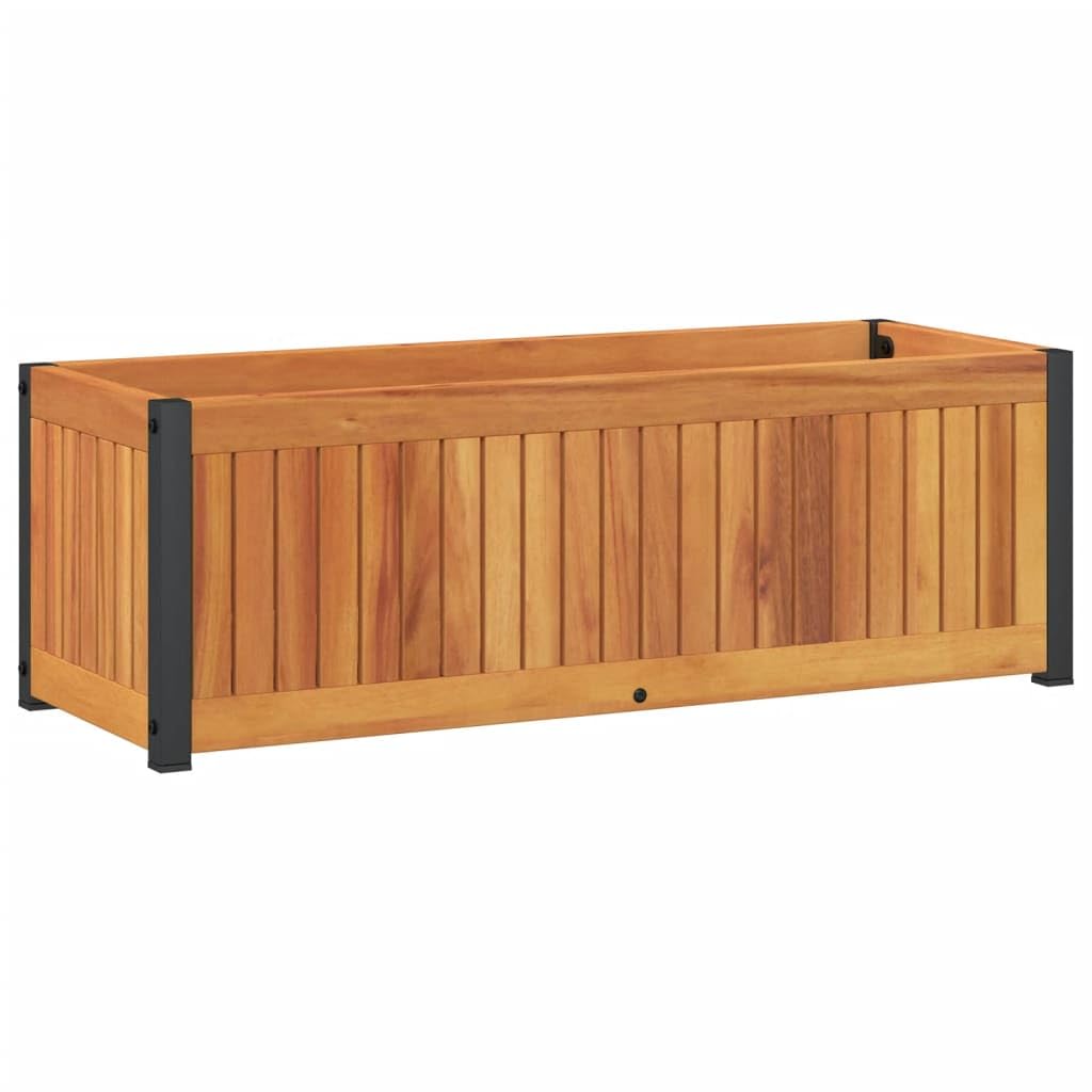 vidaXL Jardinière 80x30x27,5 cm Bois Massif d'acacia et Acier, jardinière d'extérieur, bac à Fleurs, bac à Pommes de Terre, jardinière de terrasse