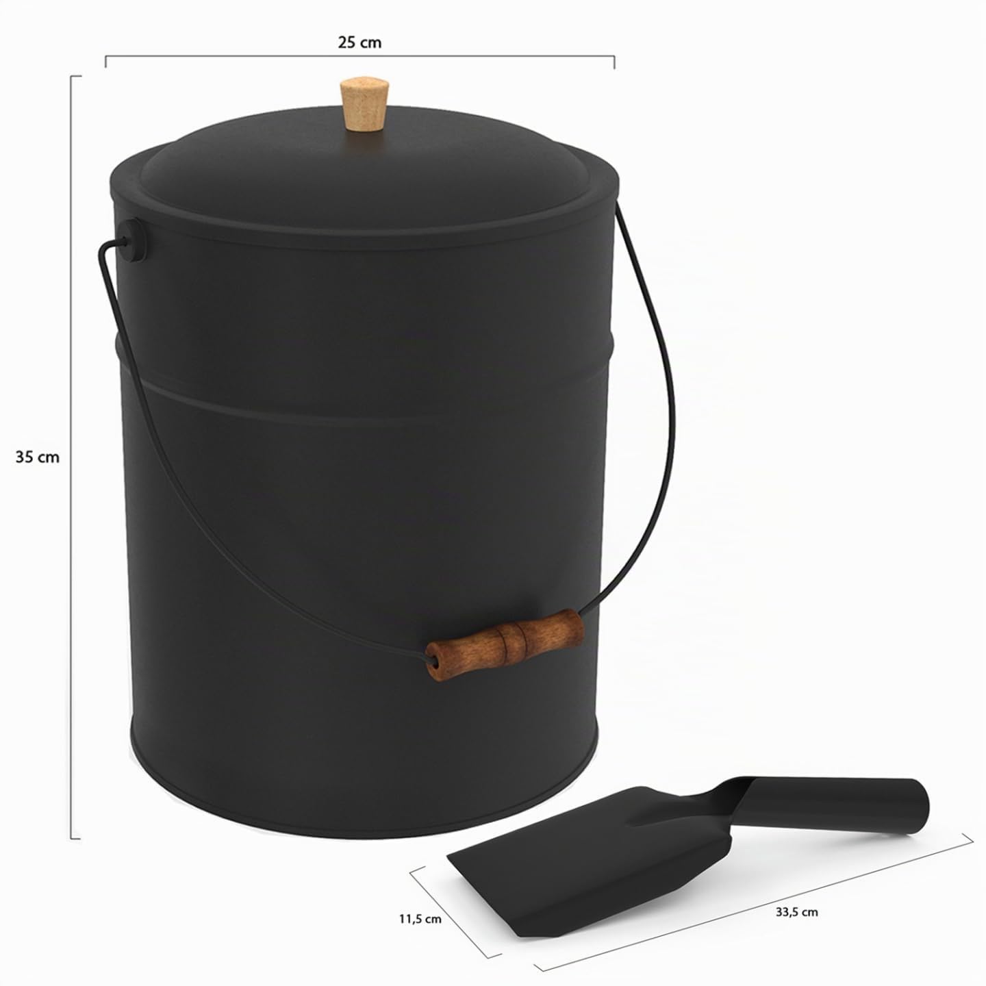 IDMarket - Cubo para cenizas de 15L con pala y tapa