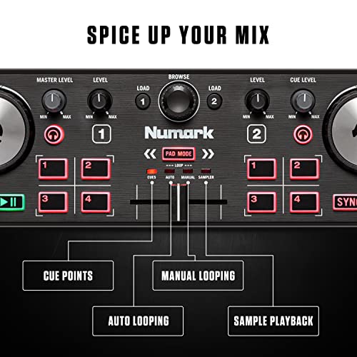 Image of DJ Controller & DMX Bundle - DJ Controller with 2 Decks, DMX Interface & Serato DJ Lite - Numark DJ2GO2 Touch & SoundSwitch Micro DMX Interface