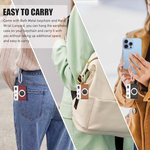 Image of Silicone Case for Apple Airpods Pro 3 (2025) Cute Design for Airpods Pro 3rd Gen with Keychain Shockproof Protective Case (Camera Beige)