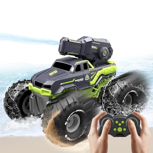 OBEST Coche teledirigido Anfibio, con Pistola de Agua, 4x4 Coches teledirigidos para niños, Off Road Coche RC Todo Terreno acrobático Coche para niños Juguetes Regalos para niños
