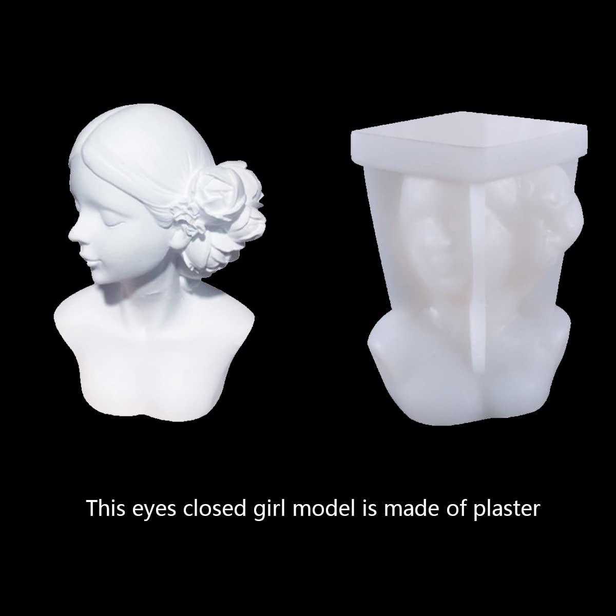 Moule à Bougie 3D En Silicone – Forme Tête De Fille (yeux Bandés), Pour Bougies, Savons, Chocolat DIY