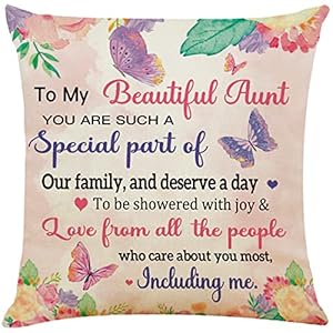 Gifts for Aunt Throw Pillow Covers to My Beautiful Aunt Pillowcase Cushion Case for Sofa Bed Couch Bedroom Aunt Birthday Gift Ideas from Niece Present for Aunt Christmas Mothers Day