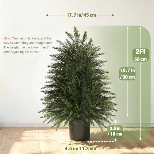 Image of 2 ft Artificial Topiary Cedar Trees Set of 2 for Outdoor