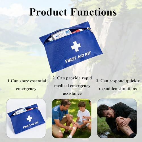Image of First Aid Bags Empty,Mini First Aid Pouch Empty,Mini First Aid Kit Bulk,Zipper Pouches for Emergency,Travel and Outdoor (Blue 12 Pack, 5.5 * 7.8 inch)