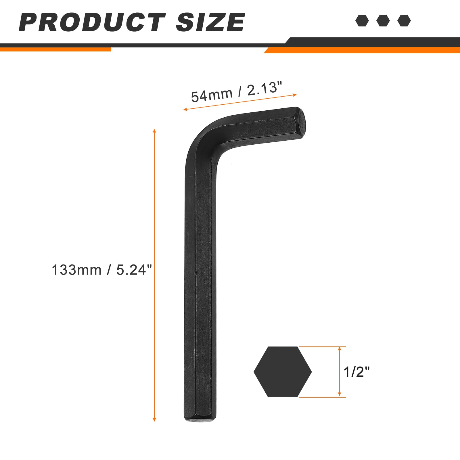 sourcing map Lot de 12 clés hexagonales 1,27 cm en acier 45 # en forme de L - Outil de réparation pour la maison, le vélo, la moto - Noir