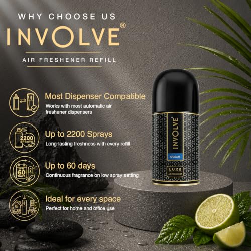 Image of Involve Luxe Combo - Ocean & Urban Fresh - Pack 2 | Automatic Room Fresheners Refill | 2200 Sprays Guaranteed | Lasts up to 60 Days (225ml * 2) | Automatic Home Fresheners | Long Lasting Fragrance