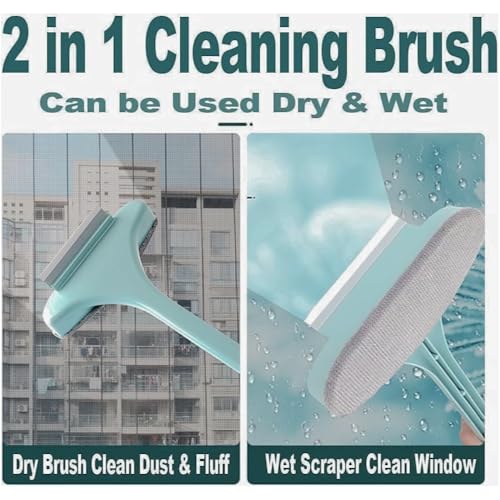 Image of Multifunctional Screen Brush 2 in 1 Mesh Cleaning Brush | Best Tool for Cleaning Mosquito nets | Extended Handle | Window Cleaning Brush | Multicolour | Pack of 1