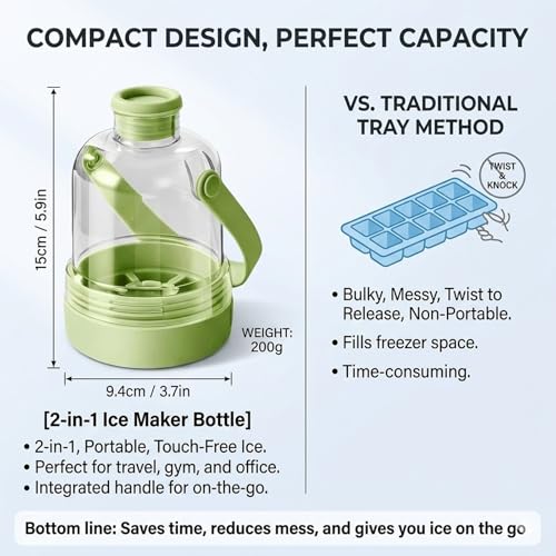 Botella de agua con cubitera multifuncional morada miniatura 6