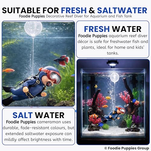 Image of Foodie Puppies Aquarium Resin Cute Diver - (Diving + CameraMen) Cute Little Diver Decoration for Home Office, Creative Fish Tank Accessories, Decorations, Marine Landscaping